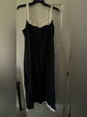 Abercrombie & Fitch Black Linen Dress with Cream Trim XLT